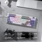 Redragon Magicwand SE K655 75% Wired Mechanical Keyboard White and Grey (Quiet Linear Red Switch) - Image 8