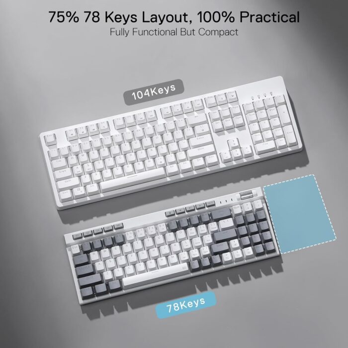 Redragon Magicwand SE K655 75% Wired Mechanical Keyboard White and Grey (Quiet Linear Red Switch) - Image 5