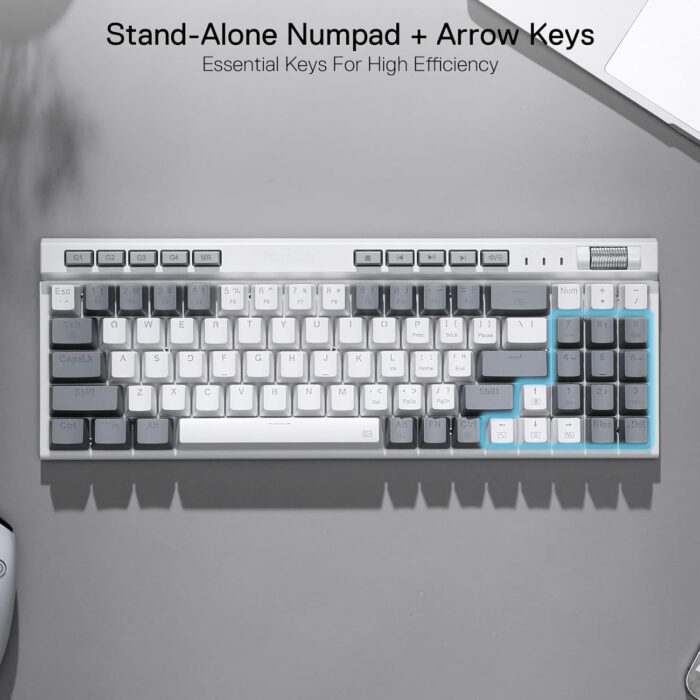 Redragon Magicwand SE K655 75% Wired Mechanical Keyboard White and Grey (Quiet Linear Red Switch) - Image 4