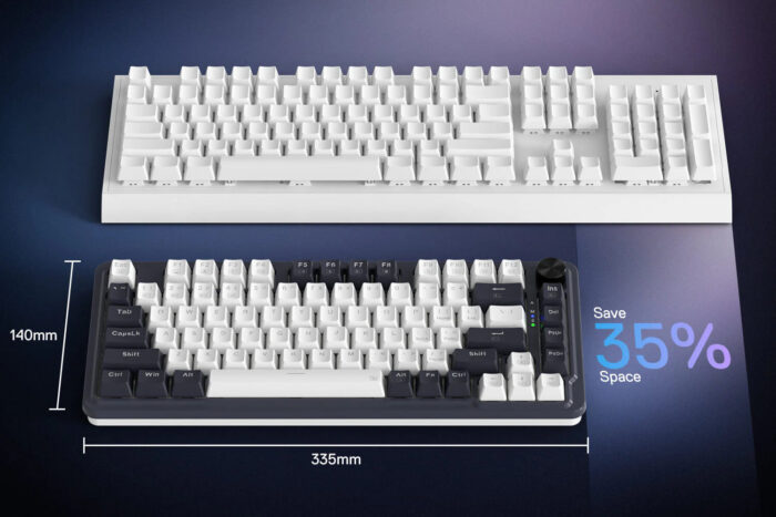 Redragon Ucal Pro K673 Pro - 75% Wired+2.4Ghz+BT Mechanical Keyboard White and Black ( Linear Red Switch) - Image 10