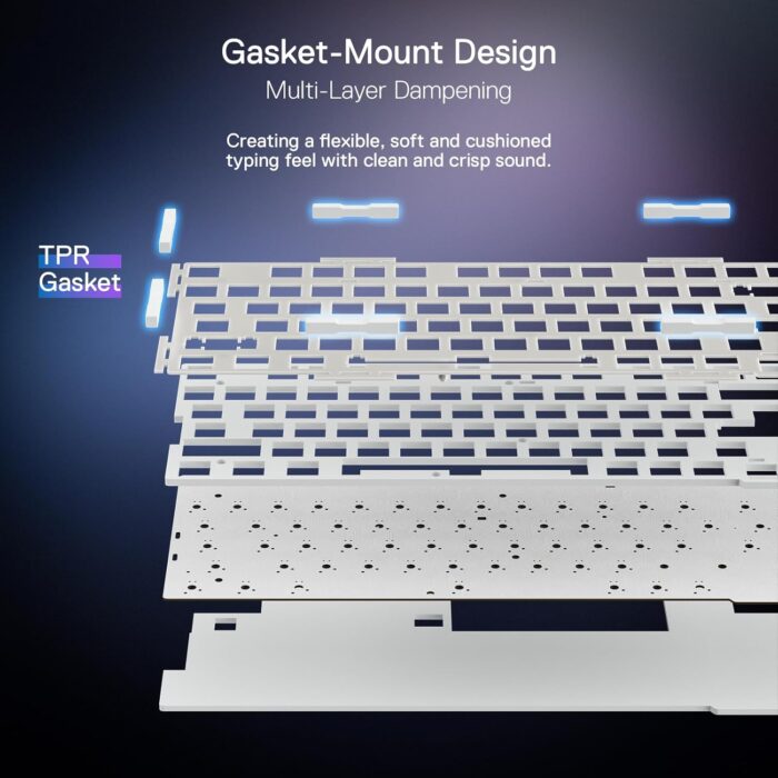 Redragon Ucal Pro K673 Pro - 75% Wired+2.4Ghz+BT Mechanical Keyboard White and Black ( Linear Red Switch) - Image 5