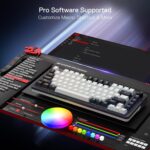 Redragon Ucal Pro K673 Pro - 75% Wired+2.4Ghz+BT Mechanical Keyboard White and Black ( Linear Red Switch) - Image 9