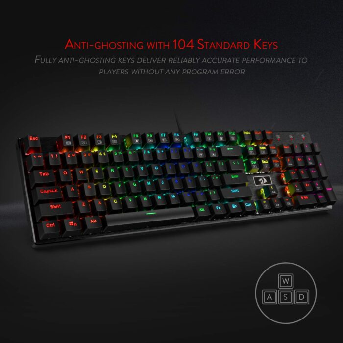 Redragon Vara K551 - 104 Wired Mechanical Keyboard Raibow Black (Red Switch) - Image 8
