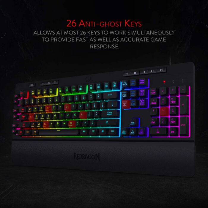 Redragon Shiva K512-Wired Membrane Keyboard RGB Black - Image 4