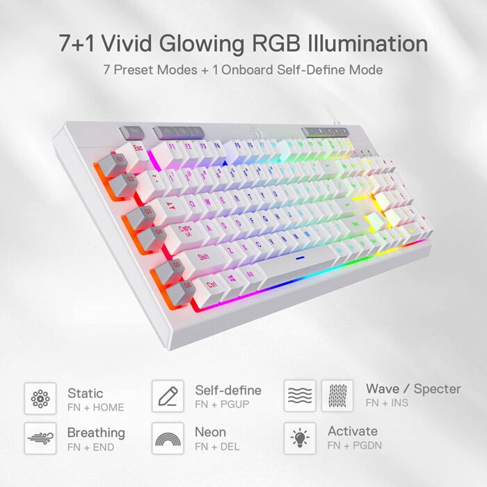 Redragon Shiva K512-Wired Membrane Keyboard RGB White - Image 5