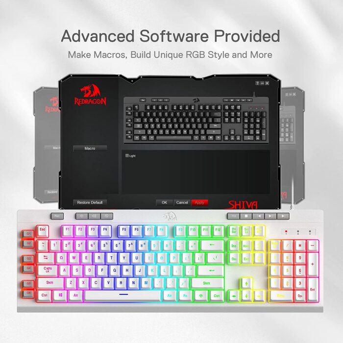 Redragon Shiva K512-Wired Membrane Keyboard RGB White - Image 7