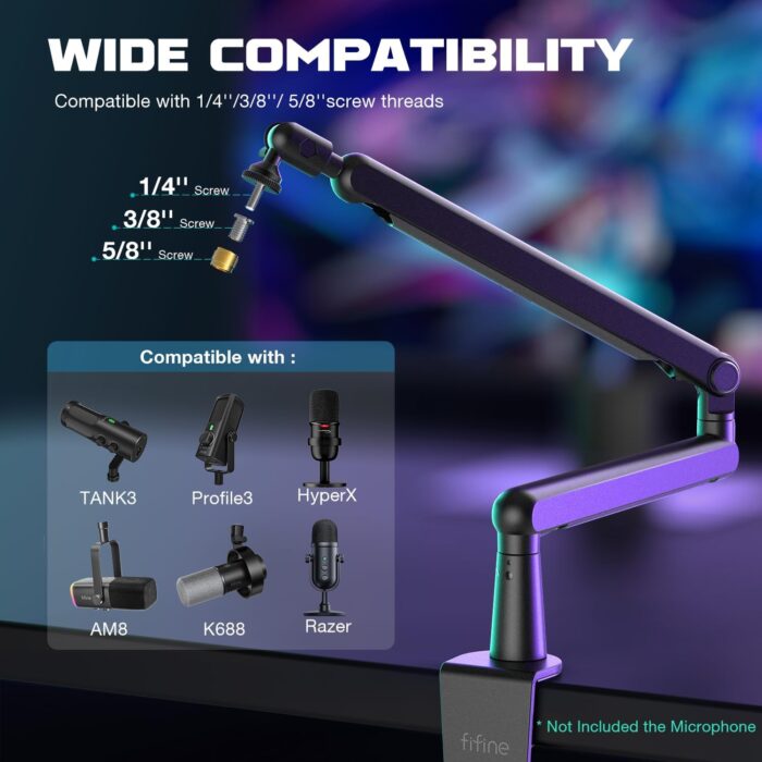 FIFINE AmpliGame A6V USB Microphone with Volume Dial, Mute Button & RGB for Gaming on PC/Laptop/PS4/5 Black - Image 7