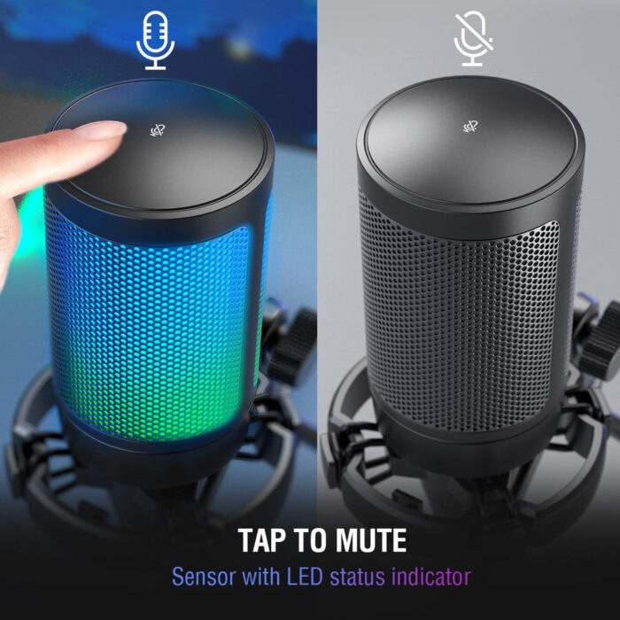 FIFINE AmpliGame A6V USB Microphone with Volume Dial, Mute Button & RGB for Gaming on PC/Laptop/PS4/5 Black - Image 5