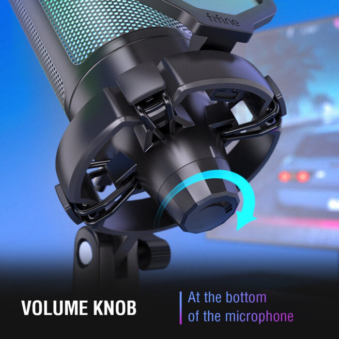 FIFINE AmpliGame A6V USB Microphone with Volume Dial, Mute Button & RGB for Gaming on PC/Laptop/PS4/5 Black - Image 6