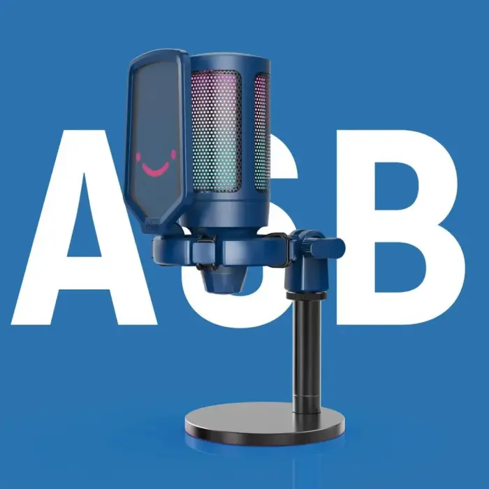 FIFINE AmpliGame A6V USB Microphone with Volume Dial, Mute Button & RGB for Gaming on PC/Laptop/PS4/5 Blue - Image 3