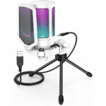 FIFINE AmpliGame A6V USB Microphone with Volume Dial, Mute Button & RGB for Gaming on PC/Laptop/PS4/5 White - Image 2
