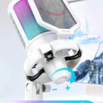 FIFINE AmpliGame A6V USB Microphone with Volume Dial, Mute Button & RGB for Gaming on PC/Laptop/PS4/5 White - Image 4