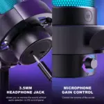 FIFINE AmpliGame A8 USB Mic with Controllable RGB, Live Monitoring, Input Dial, Pop Filter for Streaming - Image 4