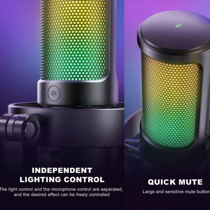 FIFINE AmpliGame A8 USB Mic with Controllable RGB, Live Monitoring, Input Dial, Pop Filter for Streaming - Image 3