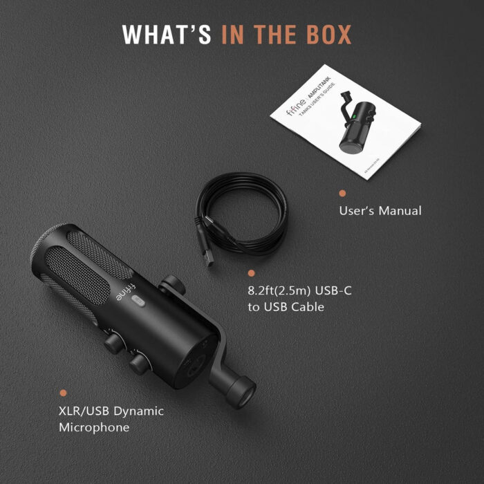 FIFINE AmpliTank Tank3 USB/XLR Dynamic Mic with I/O Control & Quick-mute In Type-C, Built-in Pop Filter & Hefty All-metal Body - Image 2