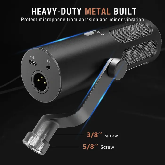 FIFINE AmpliTank Tank3 USB/XLR Dynamic Mic with I/O Control & Quick-mute In Type-C, Built-in Pop Filter & Hefty All-metal Body - Image 3