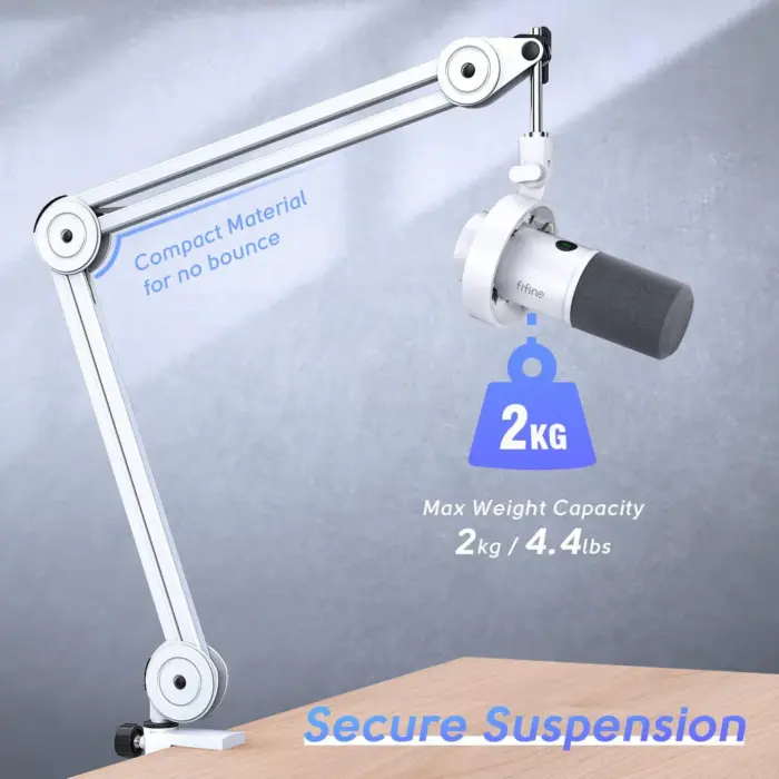 FIFINE BM63 Boom Arm Stand with 15.5" Arms, Build-in Springs, Handling Max 2 Kilograms of Weight for All Standard Mics, Mounts - Image 6