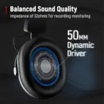 FIFINE H8 Studio Headphone with 50mm Dynamic Driver, 1/8" to 1/4" & 1/8" to 1/8" Coiled Cable for Recording Audio, Mixing Tracks - Image 4
