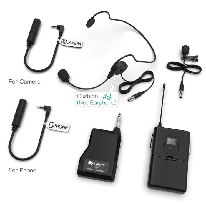 FIFINE K037B Wireless System with Lapel Mic and Headset for Speaker, Camera, Android and iPhone - Image 2