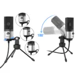 FIFINE K669B Metal USB Unidirectional Microphone Condenser Input Volume Control Knob, Streaming and YouTube Videos (Black) - Image 4