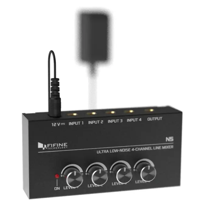 FIFINE N5 Four-Channel Line Mixer with Individual Volume Controls – Compact Audio Mixing Solution - Image 3