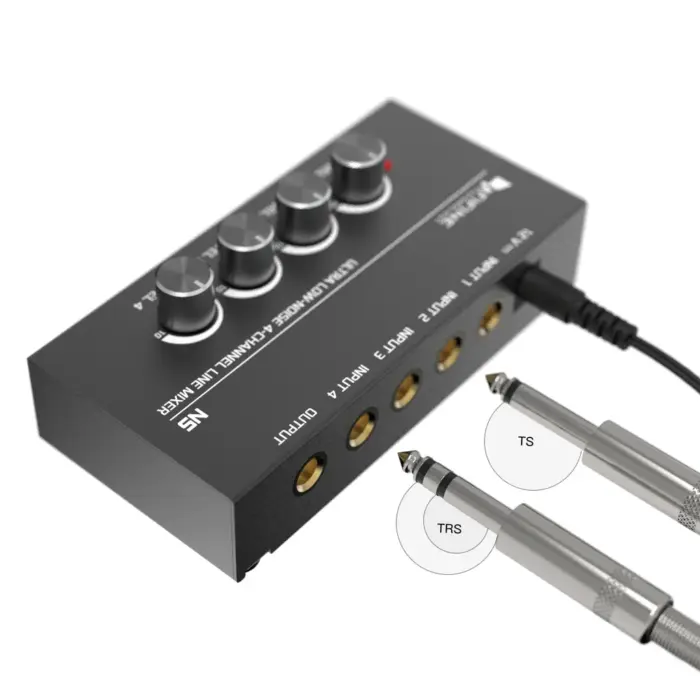 FIFINE N5 Four-Channel Line Mixer with Individual Volume Controls – Compact Audio Mixing Solution - Image 2