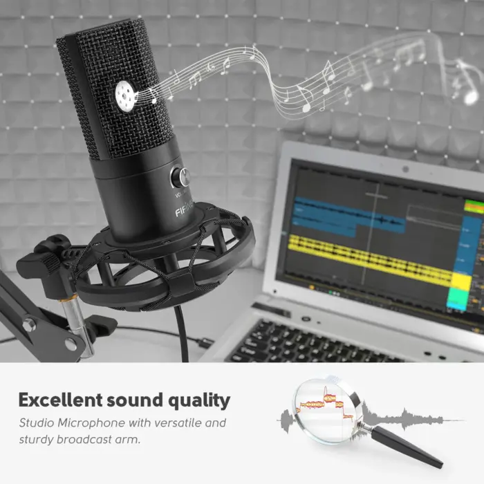FIFINE T669 USB Microphone Bundle with Arm Stand & Shock Mount for Streaming, Podcasting on Laptop/PC - Image 2