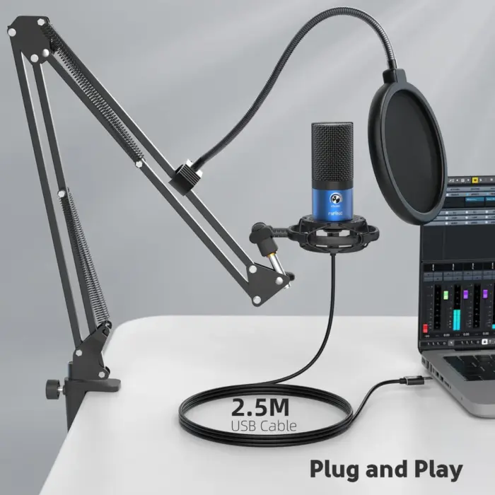 FIFINE T669 USB Microphone Bundle with Arm Stand & Shock Mount for Streaming, Podcasting on Laptop/PC - Image 5