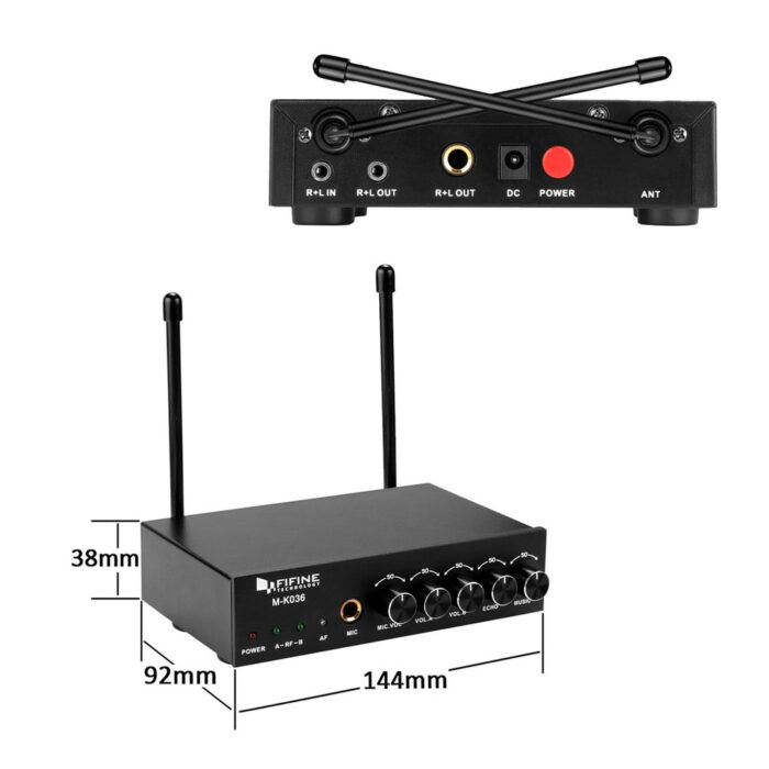 Fifine K036 Dual Wireless Microphones System for Gig, Home Karaoke with PA Speaker, Karaoke Machine - Image 8